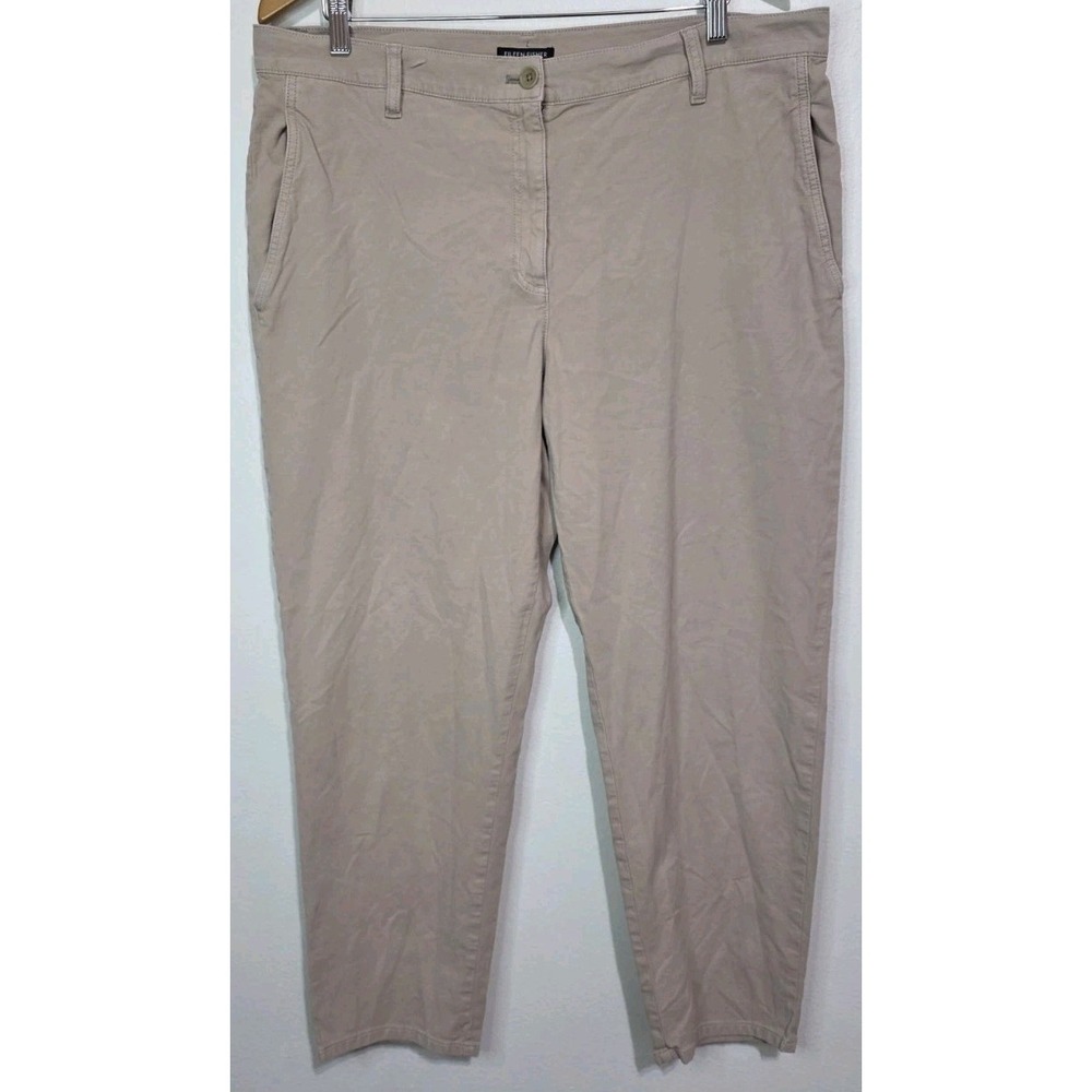 Eileen Fisher Pants Women 16 Beige Minimalist‎ Slacks Quiet Luxury Hemp Cotton